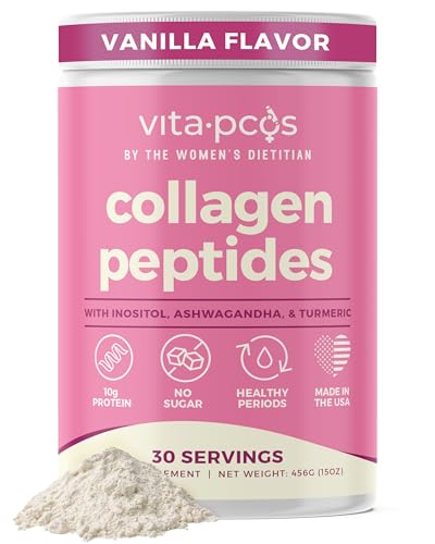 Best Protein Powder for PCOS: Vita-PCOS Collagen Peptides Review 1 Collagen Peptides Protein Powder for Women – PCOS Supplement Formulated with Inositol, Ashwagandha & Turmeric, Supports Thicker Healthy Hair, Skin, Nail, Muscle & Weight Goals, Vanilla by VITA-PCOS