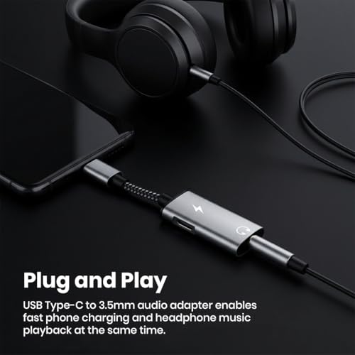 Image of Verilux USB-C to USB-C & 3.5mm Audio Adapter, Dual Function Type-C Dongle for Headphones with PD 15W Type C Adapter Fast Charging for iPhone 17 /17 Pro /17 Pro Max /16 /15, Galaxy S26 /S25 /S24 /S23, iPad