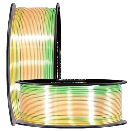Image of Silk Yellow Green Multicolored Fast Color Gradient Change PLA 3D Printer Filament, 1.75mm 1Kg Multi Colored Rainbow 3D Printing Material, Widely Fit for 3D Printers by TTYT3D
