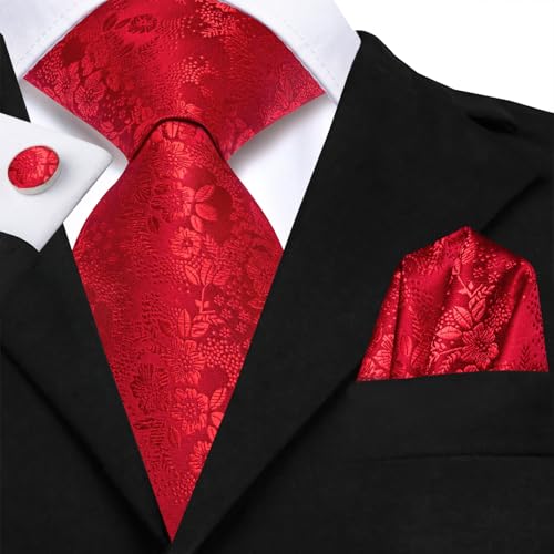 Image of Dubulle Silk Ties Set for Men Formal Paisley Striped Necktie Pocket Square Cufflinks 3PCS Sets Wedding Business Party