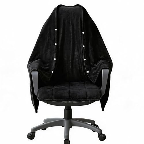 Himake Office Chair Blanket, Black Classic Flannel Fleece Desk Wearable Blanket for Work, Work from Home Gifts & Practical Gifts for Cold People Stay Warm with Chair Wrap Attaches