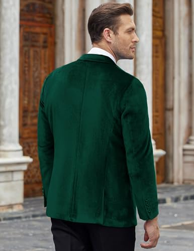 Image of COOFANDY Men's Velvet Blazer Notched Lapel Velour Suit Jacket One Button Tuxedo Jackets for Wedding Prom Party Dinner