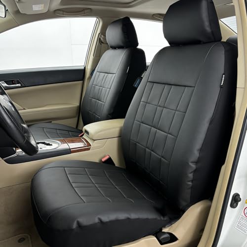 Champlus Car Seat Covers, Premium Leather Ultra Comfort and Thick 2 Front Seat Covers, Universal Fit Automotive Sedan Cars, SUVs, Trucks, Mini Vans, Airbag Compatible, Easy to Install by Champlus - Used condition - Image 3