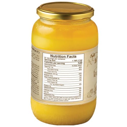 Gir Ahinsak Gau Ghee – Vedic, Ethical, Pure Breed Gir Gaumata (A2), Bilona, Grass-Fed, non-GMO – Lactose & Casein free - Ayurvedic diet - 1000 ml