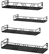 Amaoot Floating Shelves for Wall Set of 4, Different Sizes Mounted Wood Floating Shelf, Wall Shel...