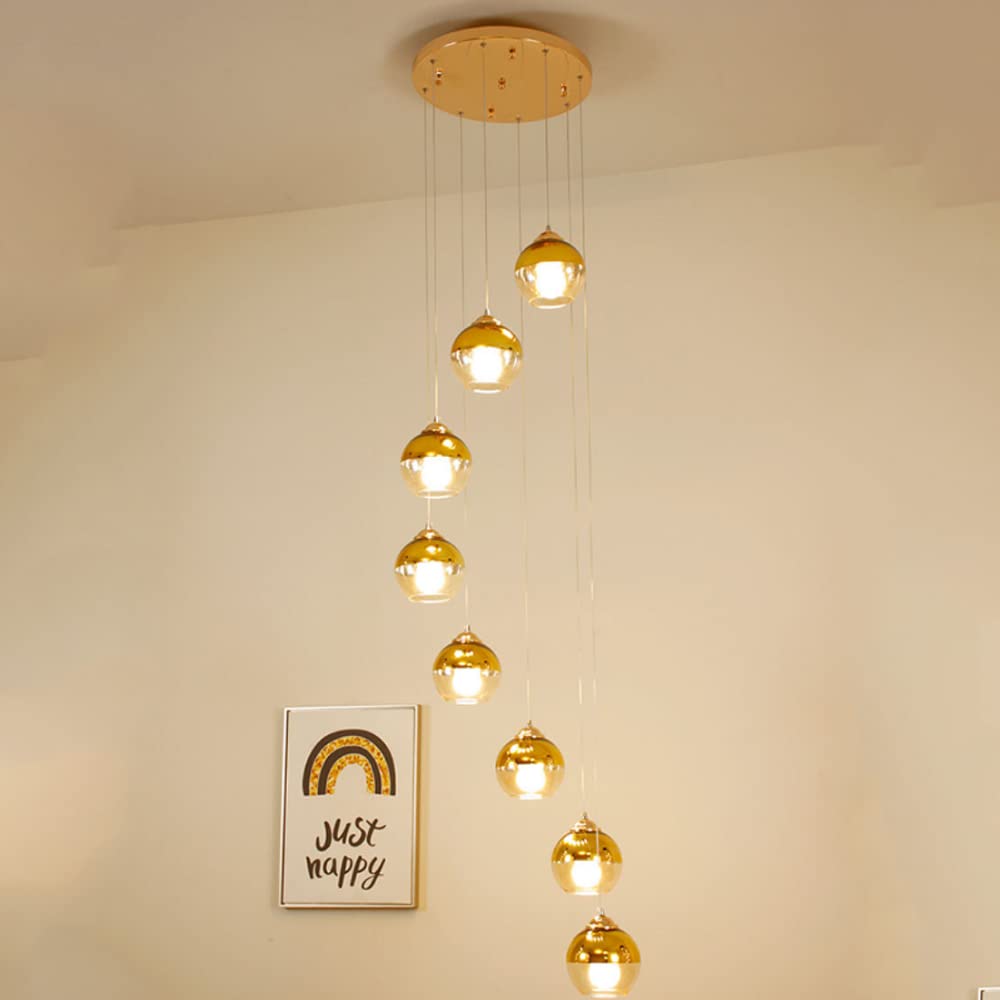 PCXEHUYP Modern Spiral Staircase Chandelier 10/8 Lights Raindrop Pendant Fixture Stylish Ceiling Lamp for Villa Entryway Foyer & Hallway Lighting Elegant Home Decor