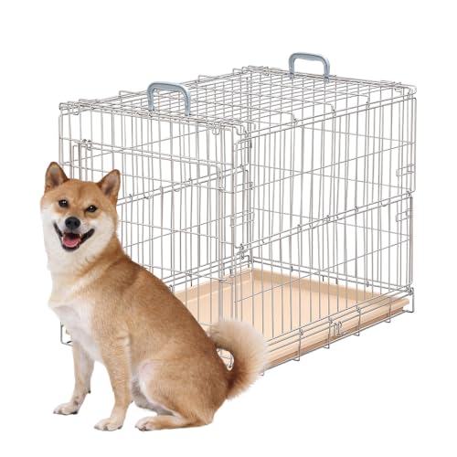 アイリスオーヤマ 犬 猫 ケージ 折りたたみ シルバー 中型犬用 幅54.5×奥行77×高さ60.5cm