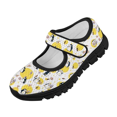 Kids Strap Casual Shoes Boys Girls Mary Jane Shoes Lightweight Walking Mesh Sports Sneaker for School Black Sole Size 11-15