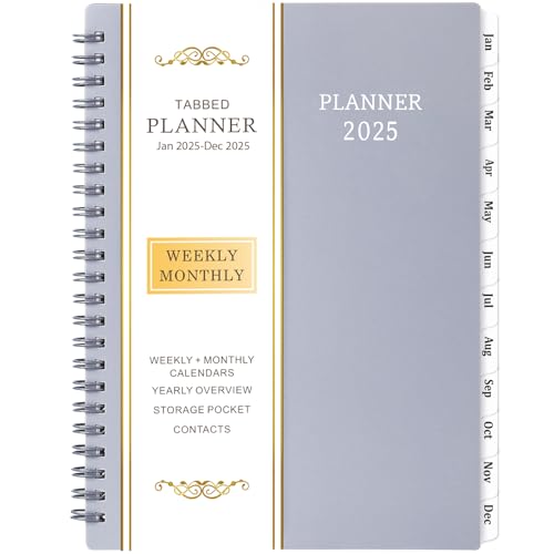 2025 Planner - Jan 2025 - Dec 2025, Planner 2025, 2025 Planner Weekly and Monthly, 6.25" Ã— 8.3", Tabs, Inner Pocket, Strong Twin-Wire Binding, Improving Your Time Management Skill