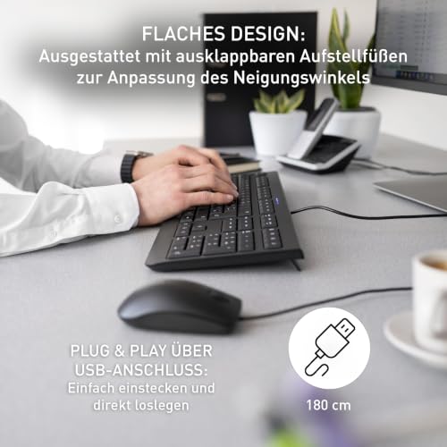 CHERRY KC 1000, Kabelgebundene Office-Tastatur, Deutsch QWERTZ, Schwarz – Ansicht 6