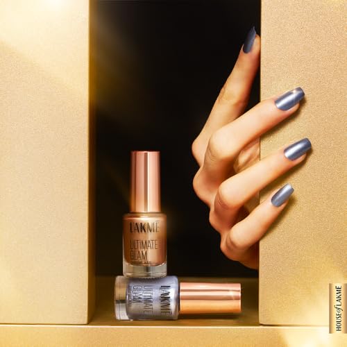 Image of LAKME Ultimate Glam Chrome Nail Paint, Silver, 6ml, for Stylish and Sassy Nails, with Metallic Brilliance, Quick Dry Formula, Glitter Nail Paint, for Women
