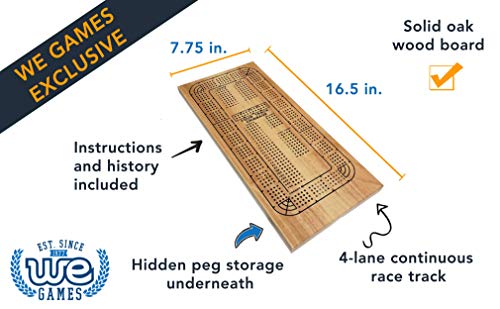 We Games Cribbage Board Game Set, Travel Cribbage With Card Storage And Plastic Pegs, Unique 4 Track Board, Classic Wooden Board Game, Coffee Table Board Games For Families #TOP1