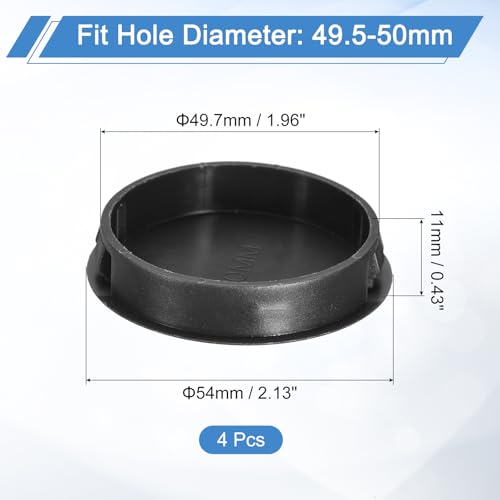 Image of uxcell 4Pcs 50mm(2 inch) Nylon Hole Plugs, Flush Type Panel Round Snap in Fastener Knockout Locking Plugs for Furniture Insert End Caps Panels, Black