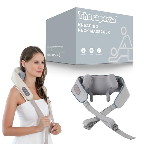 Therapexa Neck & Shoulder Massager Back Massager for Pain Relief Deep Tissue Massager for Neck and Shoulder Pain Back Massager with Heat. (Gray)