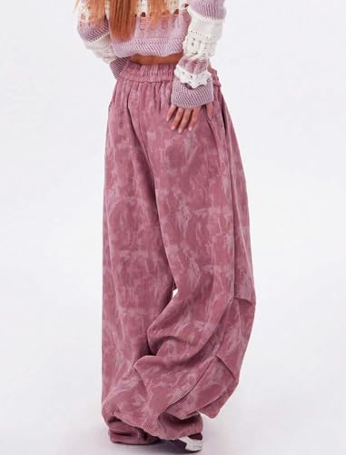 ZAFUL Women's Corduroy Pants Baggy High Waisted Wide Leg Pants Retro Loose Fit Casual Trousers with Pockets4