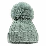 Mini Mart Online Limited Gorro de punto para bebé, con pompón, para niño y niña, de 12 a 24 meses, verde, Talla única