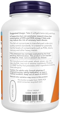 NOW Foods Supplements, Omega-3 180 EPA / 120 DHA, Molecularly Distilled, Cardiovascular Support*, 200 Softgels - 2