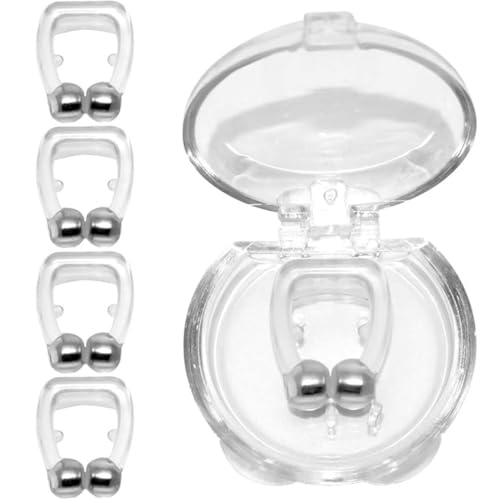 BQRKOTM 4 pezzi Dilatatore Nasale Antirussamento, Clip Antirussamento con scatola trasparente, Dispositivo Anti Russamento, Silicone Clip per naso Magnetico Dilatatore nasale
