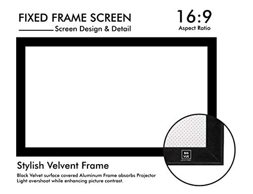 Image of Big VUE 133 Inches Fixed Frame Projector Screen 16:9 Diagonal Active 3D 4K Ultra Hd Projector Screen for Classroom, Office & Home Theater (133 Inch, White Perforated)