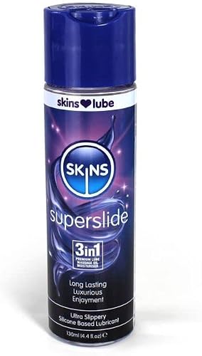 Skins Super Slide Silicone Based Lube 3in1 – Lubricant, Massage Oil & Moisturiser in 1 bottle - Enjoy a long lasting session thanks Skin’s Unique Silicone Formula - 4.4 Oz