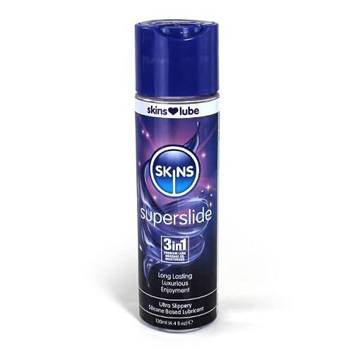 Skins Super Slide Silicone Based Lube 3In1 – Lubricant, Massage Oil & Moisturiser In 1 Bottle - Enjoy A Long Lasting Session Thanks Skin’s Unique Silicone Formula - 4.4 Oz #TOP3