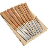 UOKRR Wood Turning Chisels for Wood Lathe 9 Piece Woodworking Lathe Tools Wood Carving HSS Blades Be
