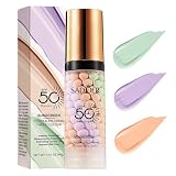 3 In 1Primer for Face Before Makeup,Sunscreen Isolation Cream, SPF 50, One Step Color Corrector Face Primer, Blurs Imperfections Oil Control & Moisturizing Skin Tone Correcting,Radiance Skin