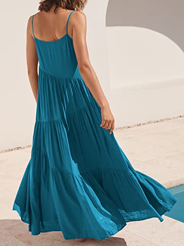 Image of ANRABESS Women Summer Casual Loose Sleeveless Sundress Spaghetti Strap Flowy Boho Linen Beach Vacation Maxi Long Dress