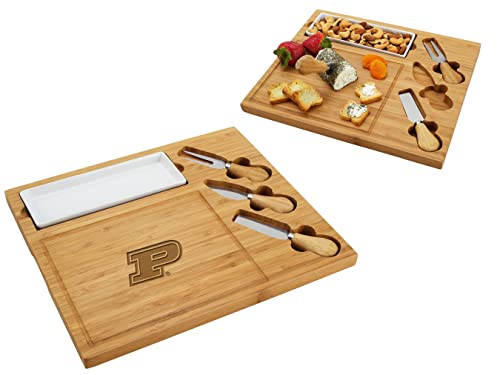 NCAA Purdue Boilermakers Officially Licensed Bamboo Cheese/Charcuterie Board with knife Set & cheese Markers by Picnic at Ascot