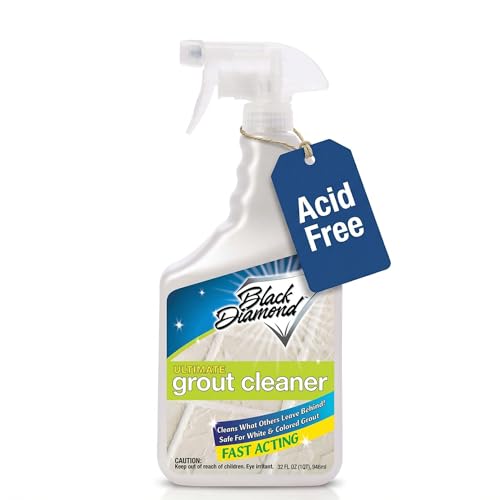 Black Diamond Stoneworks Ultimate Grout Cleaner for Tile Floors — Acid-Free Deep Cleaner Removes Grease, Dirt & Soap Scum Without Damaging Grout — Safe for Marble and All Natural Stone (1-Quart)