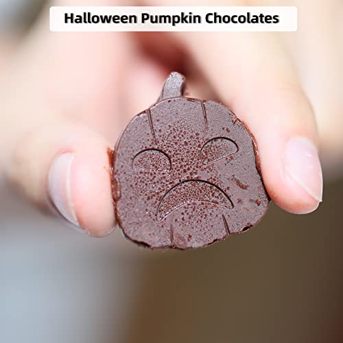 Halloween Candy Mold, Silicone Molds With 60 Mini Pumpkin Cavity, Trick Or Treat Molds For Halloween, Food Grade Halloween Mold For Making Chocolate/Biscuit/Gummy/Cookie/Jelly With Baking Scraper #TOP1
