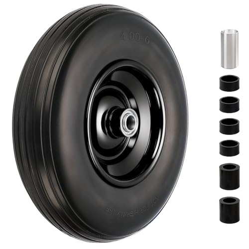 RRQ 4.00-6 Flat Free Tire and Wheel, 13' Solid...
