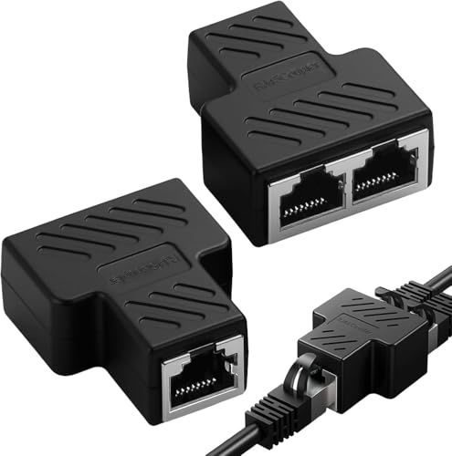 2 Piezas Empalme RJ45 1 a 2, Duplicador Ethernet Splitter Sin Corriente Divisor RJ45 para Cables Cat5 5e 6 7 8, Duplicador RJ45 para Computadora Enrutador, Ladron Ethernet 100Mbps Conectar y Usar