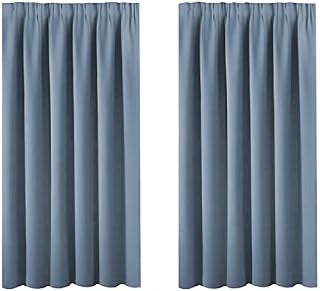 BellaHills Blackout Curtains for Bedroom Thermal Insulated Room Darkening Curtains for Living Room, Pencil Pleat Window Curtain Panels 46 x 54 Inch Stone Blue Two Panels
