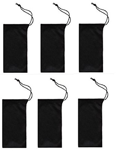 Twelve 12 Black Microfiber Cleaning and Storage Pouch / Sack / Cases for Sunglasses and Eyeglasses