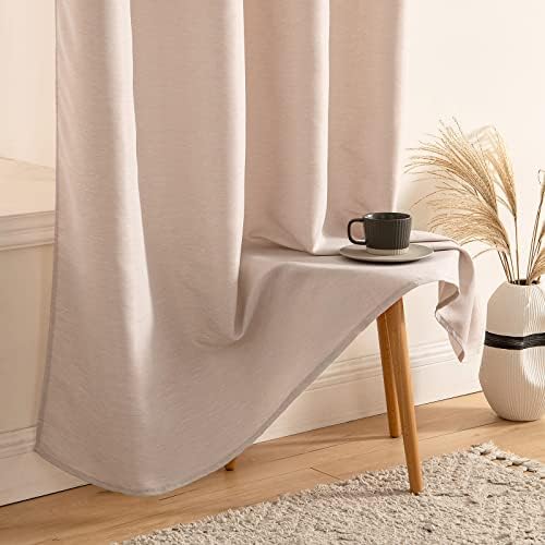 MIULEE Linen Curtain Beige Blackout Curtains Pair with Eyelets Thermal Window Curtain Lining Window Treatments for Living Room Bedroom Kids Nursery 46 x 54 Inch, 117 x 137 CM, 2 Panels