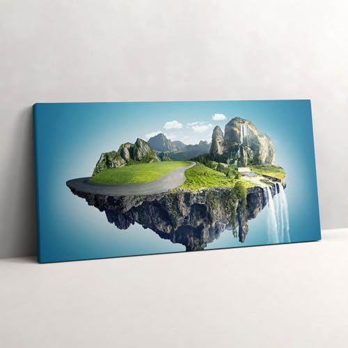Peinture sur toile île volante 140x70cm grand tableau mural pour salon