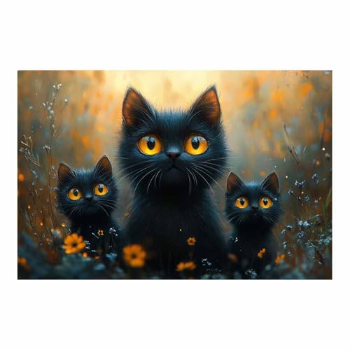 Toile chats mignons yeux jaunes TERUEA art minimaliste pour les amoureux des chats 70x100