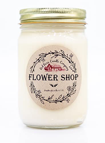 Flower Shop Aromatherapy Candle 12 oz | 100% All-Natural Soy Wax & Essential Oil Infused | 40+ Hour Burn Time | Pet Safe + Smoke Odor Eliminating | Handmade in U.S.A. | Non-Toxic Candles