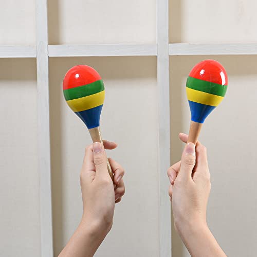 Maracas Hand Percussion Rattles, Wooden Rumba Shaker Musical Instrument for Kids Adults, Set of 2 - Image 7