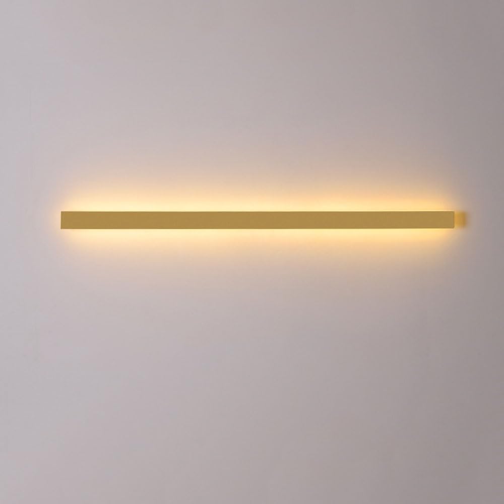SXSCARKX LED Linear Wall Lamp Modern Living Room Long Sconce Outdoor Strip Mount Lighting Fixture Gold Sconces Bedroom Bedside Light Warm 3000K Acrylic Indoor Decor