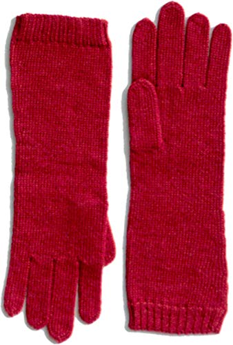 100% Baby Alpaca Wool Women's Long Jersey Knit Gloves - Warm and Lightweight (Red)