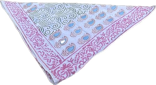 100% Handmade Hand Printed Cotton Bandana For Women - High Quality Hand Block Bandanas For Women - Unique Paisley Design Scarf, Premium Kerchiefs For Men and Women3
