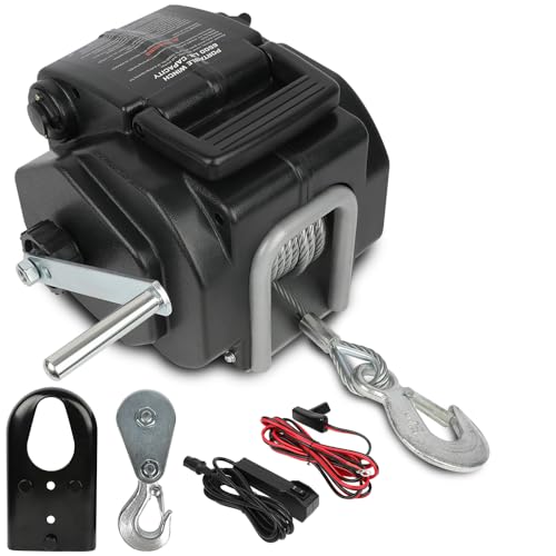 Electric Boat Winch 6500LBS Remote Marine Ship Steel Trailer Cable 12V 7.2MM X 10M Hand Powerful Non-Slip Handle
