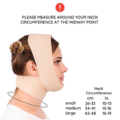 Post Surgery Neck And Chin Compression Garment Wrap Bandage For Women, Face Slimmer, Jowl Tightening, Neck Coverage, Chin Lifting Strap (M) #TOP6
