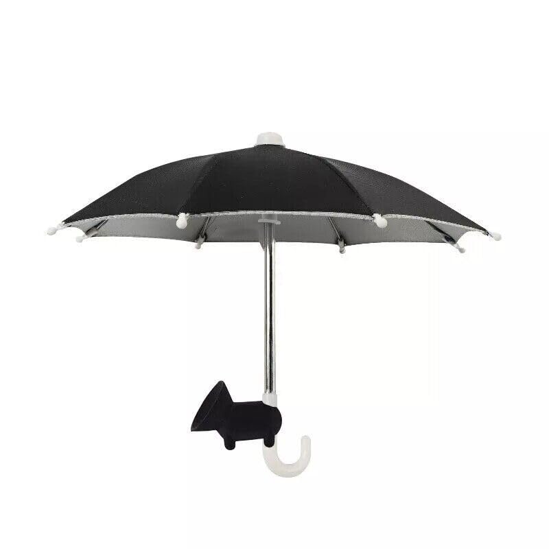 madeokoltd Mini Sun Shade Mobile Phone Holder Sun Umbrella, Suction Cup, Portable, Black, 1pc, Small