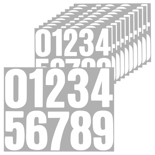 100pcs 10 Sheets 4 Inch White Vinyl Numbers Stickers, 0-9 Large Mailbox Number Stickers Self Adhesive Waterproof House Number Decals Address Numbers Sticker for Outside Mailbox Signs Doors Windows Car