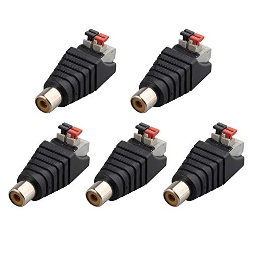 Jopto 5 x spina cinch per altoparlante a 2 terminali a vite AV, adattatore, connettore per CCTV