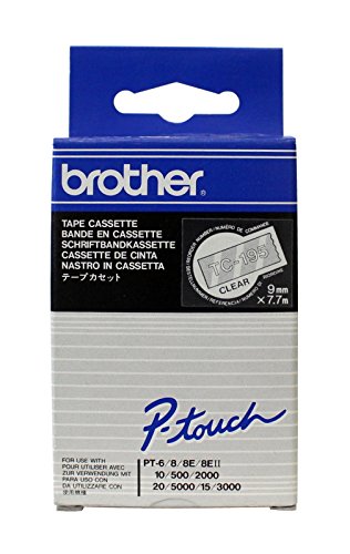 Ruban TC-195 Brother 9 mm écriture blanche lisible sur fond transparent