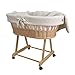 Stubenwagen Baby mit Rollen & Bremse – Moseskorb aus Naturweide inkl. Matratze & Beige Bettwäsche aus 100% Baumwolle Oeko-Tex – sicher & mobil – Modell Amelia